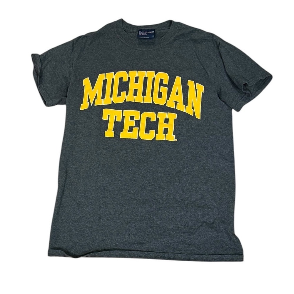 Vtg MV Sport Michigan Tech University T-Shirt Mens Charcoal Gray Graphic Tee S